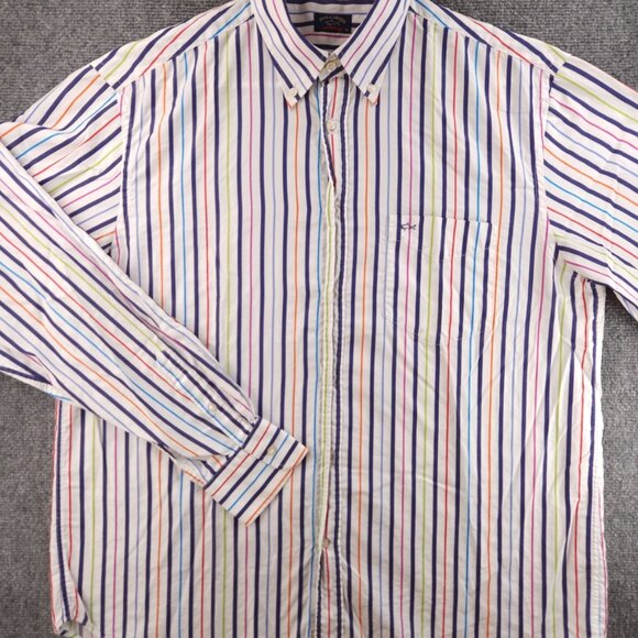 Paul & Shark Button-Down 44 Multicolor Striped Long Sleeve Men Pocket Shirt - Picture 2 of 16